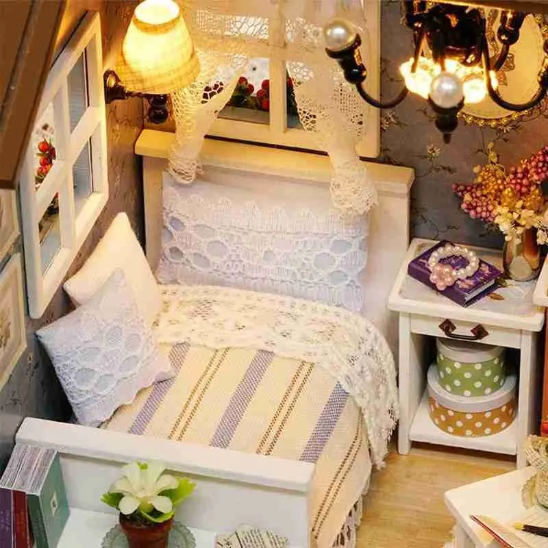 1 Набор игрушечный кукольный домик сделай сам миниатюрный деревянный пазл для