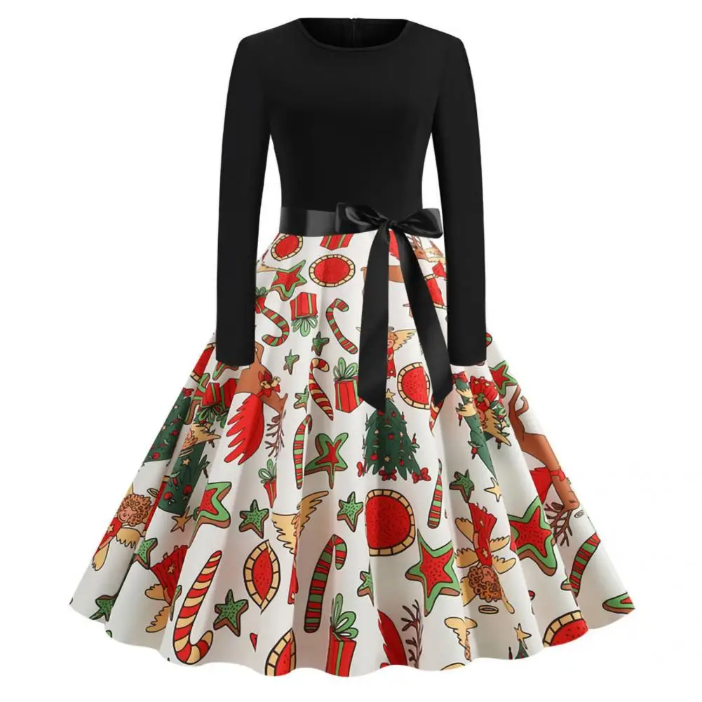 

Positioning Printing Soft Texture Christmas Themed Women Dress for Daily Wear