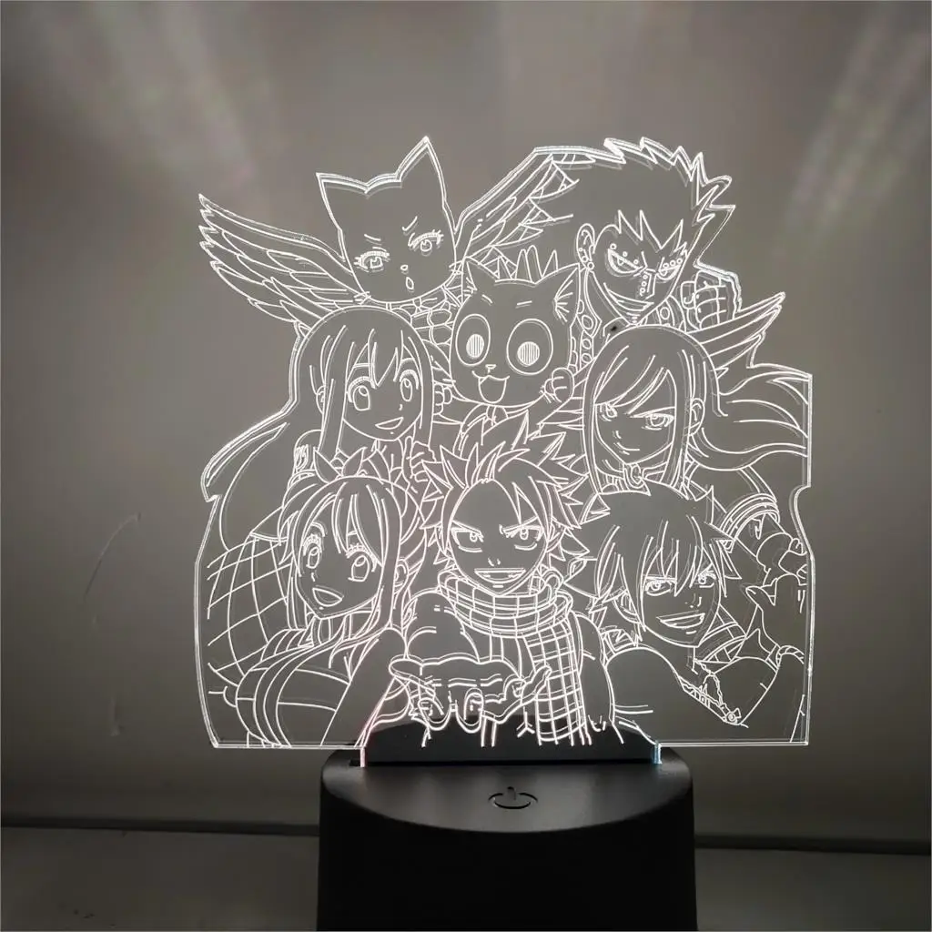 Сказочный хвост фигурка 3D светодиодный оптический Ночной свет аниме Natsu Lucy