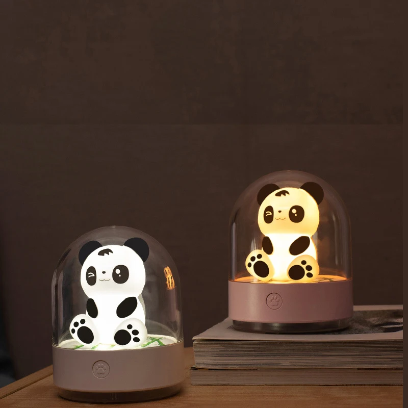 

Светодиодный Ночной светильник, миниатюрная настольная лампа Kawai в виде панды с затемнением, с USB, для детской спальни, праздничные подарки