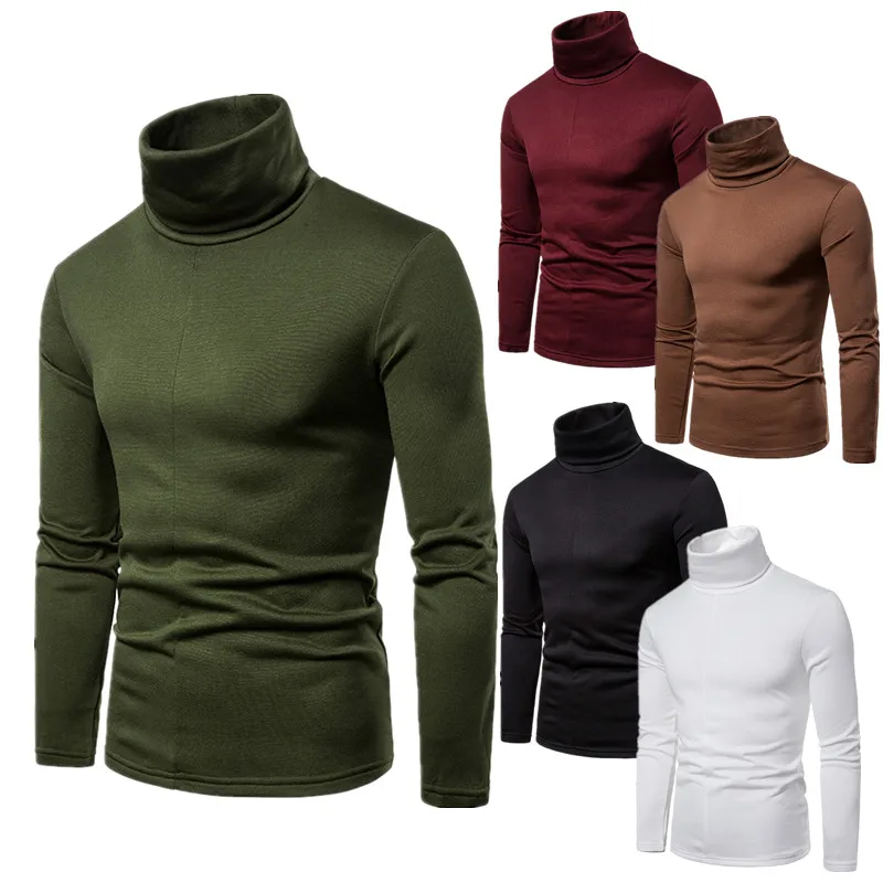 

Осенне-зимняя мужская тонкая водолазка, Мужская теплая Повседневная тонкая однотонная Удобная тонкая футболка, топ