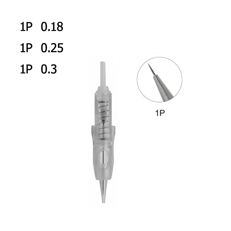 20pcs 1P Screw Tattoo Needles Disposable Sterilized Permanent Makeup Cartridge Needles For Eyebrow Lip Rotary Tattoo Machine
