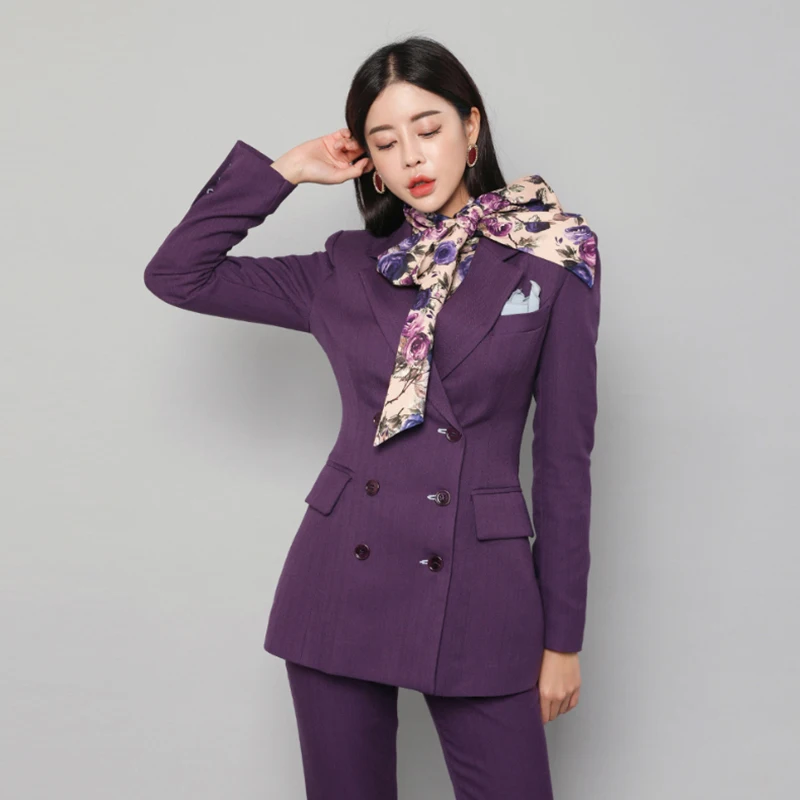 

autumn Korean women blazer set Office lady Suit pant suits for women elegant OL women's suit blazer and slim pants Two-piece set