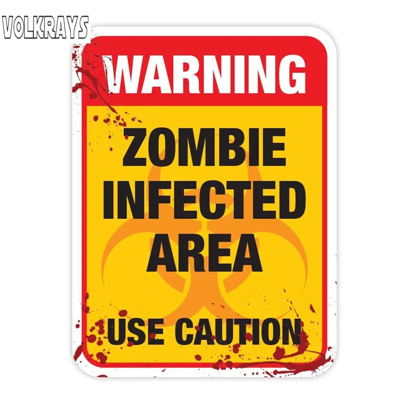 

Volkrays Creative Car Sticker Zombie Warning Quarantine Infected Area Caution Accessories Waterproof PVC Decal for Vw,20cm*15cm