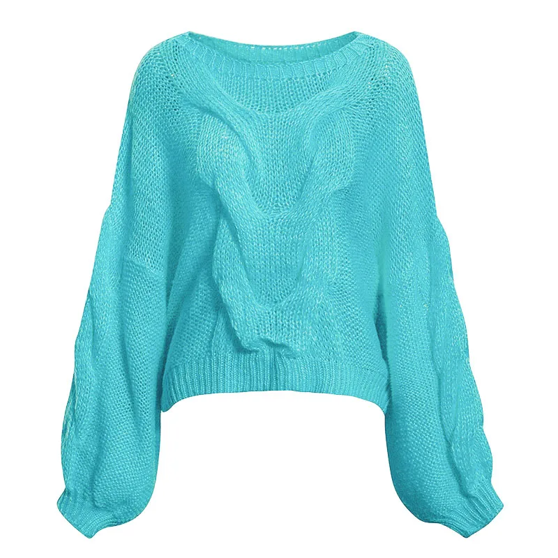S19ST1026-3 Misswim Casual loose mohair women pullover Autumn winter oversized sweater female lantern sleeve orange sweater jumpers mujer - Цвет: S19ST1026-3