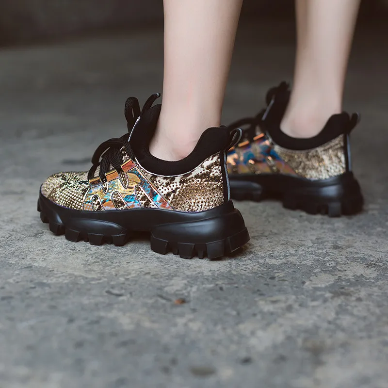 FEDONAS Brand Women Crystal Decoration Genuine Leather Sneakers Top Quality Flats Platform Casual Shoes Woman New Women Flats