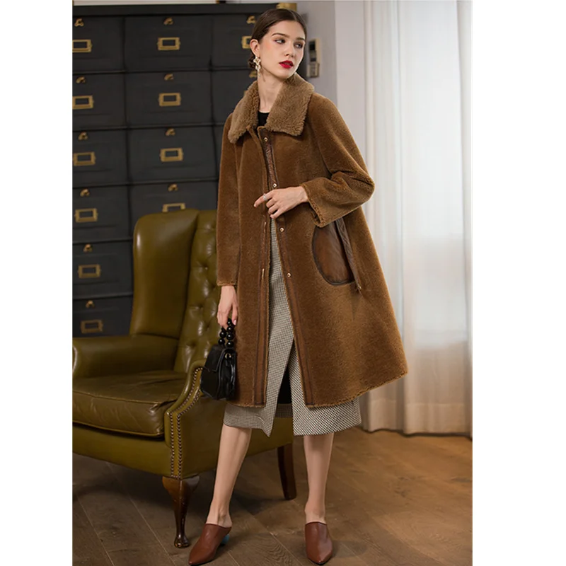 quality Women Superior 2020 Wool Fur Coat Female Real Sheep Shearing Coats Long Thick Warm Winter Jacket Womens Clothing s | Женская
