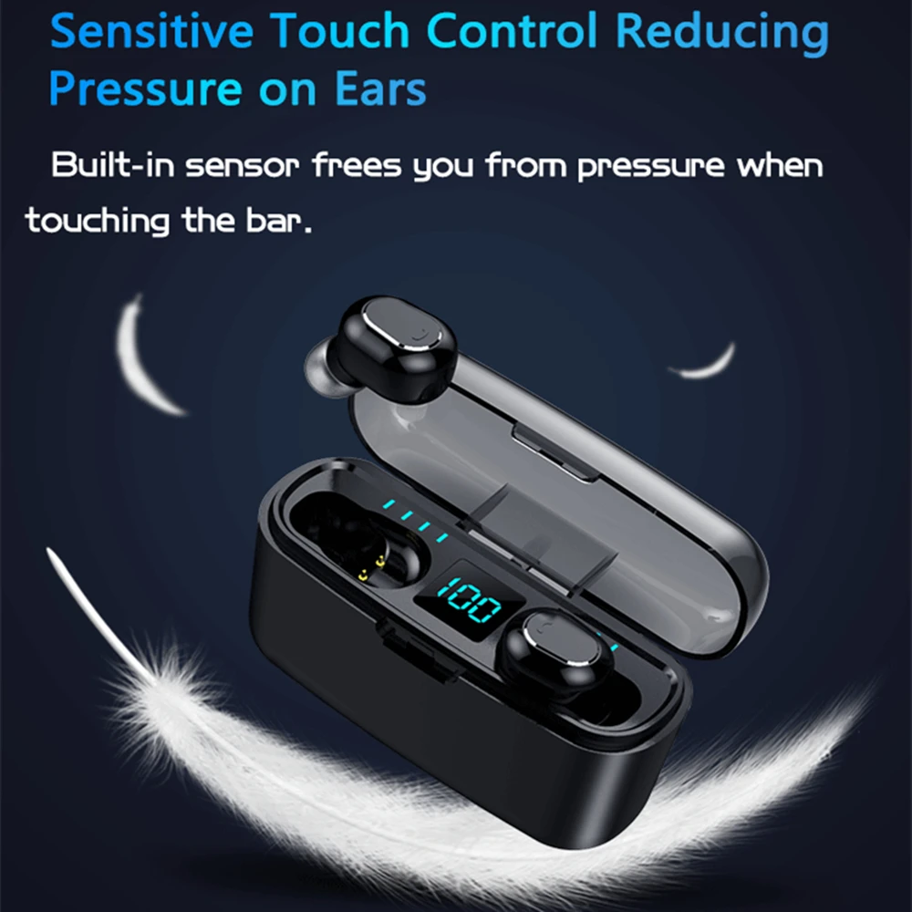 Беспроводные наушники с сенсорным управлением TWS Bluetooth 5 0 стерео светодиодный