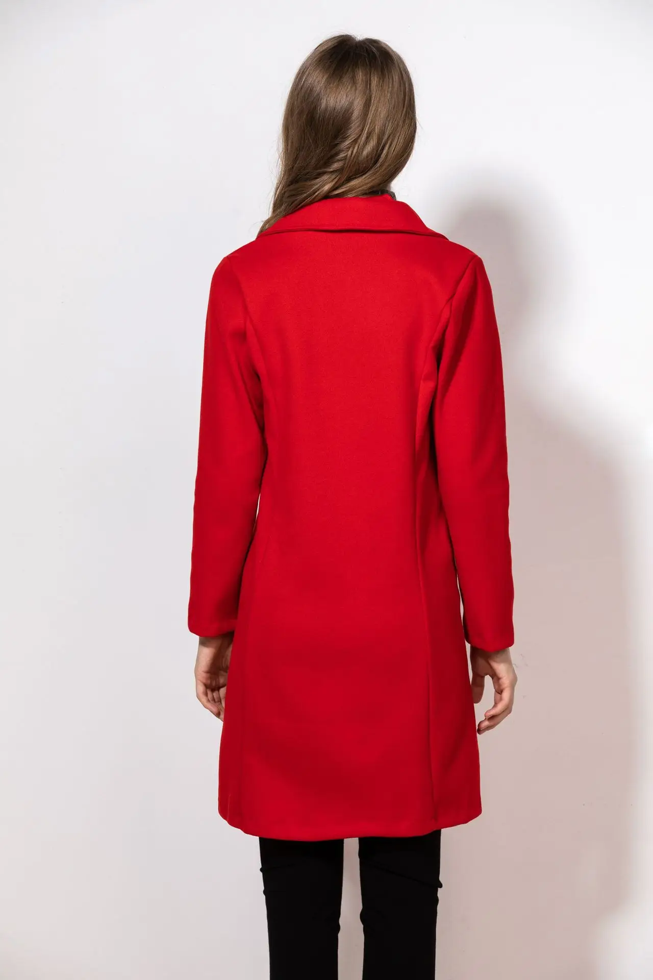 

2020 Fashion Coat Women Solid Autumn Winter Turn-Down Collar Long Female Jacket Plus Size Female Coat Casual Windbreaker 3xl