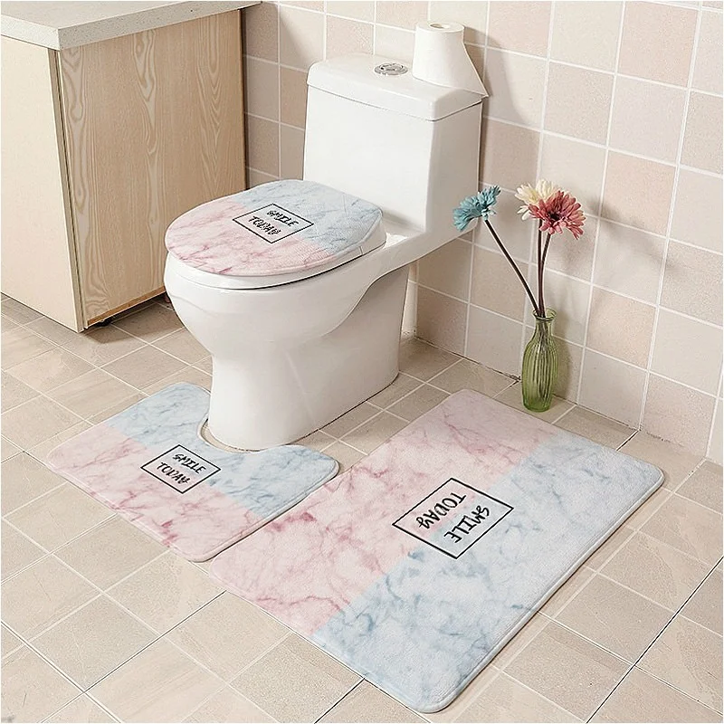 Goedkoop Flanel Badkamer Badmat Set Nordic Flamingo Toilet Seat Cover Kamer Voet Mat Wc Voetstuk Tapijt Wc Deksel Covers Kussen Matten