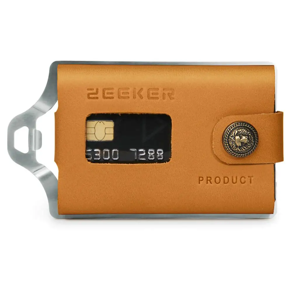 Silver-khaki ZEEKER многофункциональный кожаный металлический кошелек Rfid блокирующий держатель для карт кошельки для кредитных карт мужские кошельки - Цвет: Silver-khaki