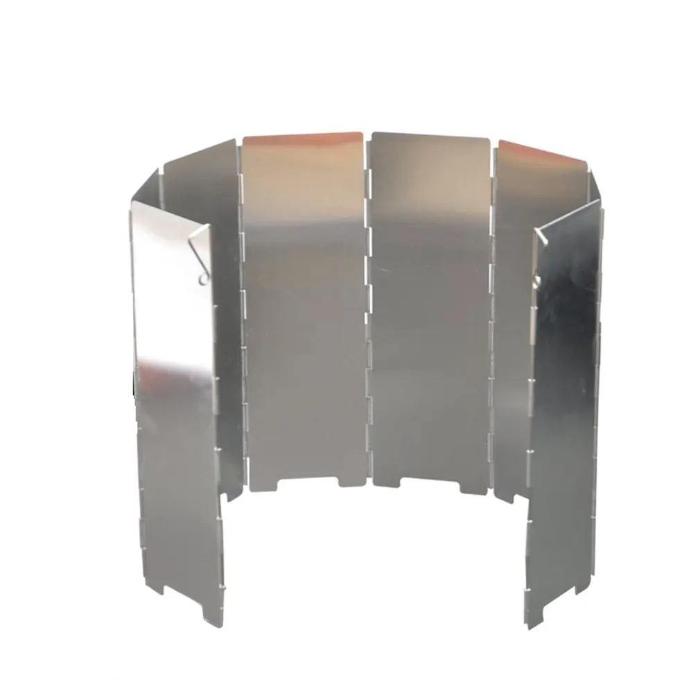 

Outdoor Camping Stove Stove Windshield Aluminum Alloy Foldable With Plug Windproof 8/10 Piece With Cloth Bag