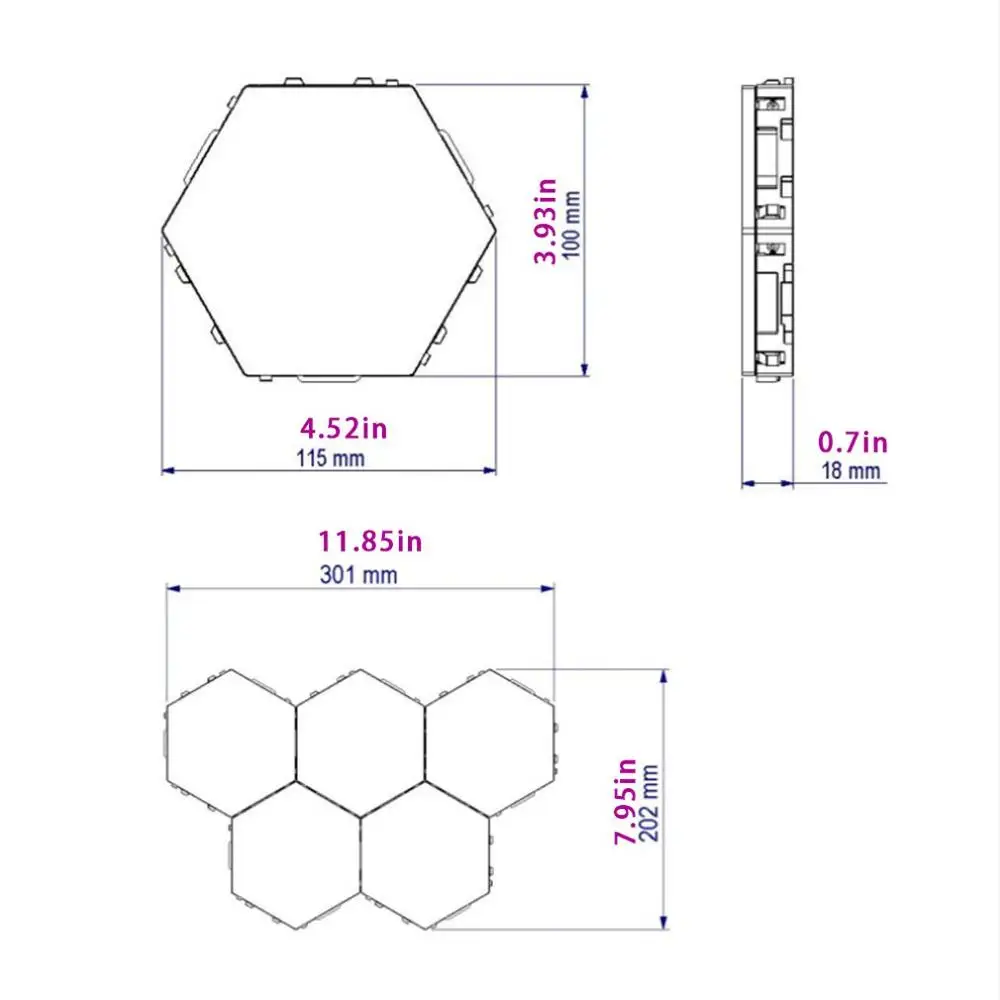 

5/10Pcs Quantum Lamp LED Panel Hex Light Modular Touch Sensor Light Night Light Magnetic Hexagon Creative Decorative Wall Lamp