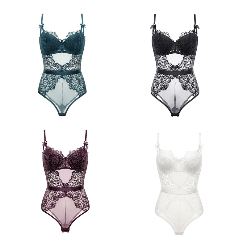 

Sexy Lace Lingere Set Stylish Charming Bras Panties Siamese Underwear Gathered Breasts Breathable Women Comfortable Lingerie