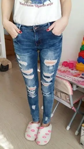 Новинка бутик эластичные хлопковые джинсы-карандаш в стиле бойфренда рваные