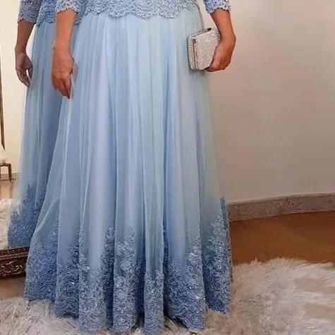 Платья для матери невесты и платья размера плюс светильник с синей аппликацией