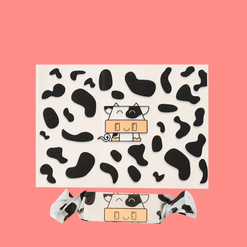 Черно-белая оберточная бумага AQ с улыбающимся молоком, коровьей головой, 500 шт./партия, «сделай сам», оберточная бумага с нугой, мультяшный декор для крупного рогатого скота, оберточная бумага для конфет