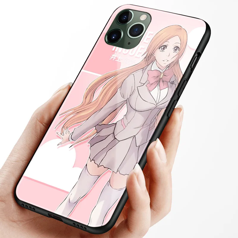 Orihime Inoue Отбеливатель Аниме закаленное стекло Мягкий силиконовый чехол для