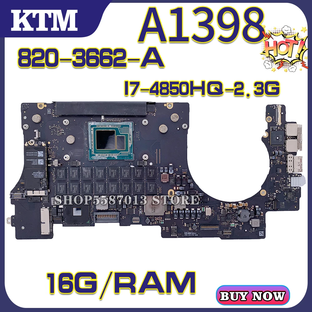 

KEFU Apple For MACBOOK PRO A1398 820-3662-A Laptop Motherboard Mainboard 100% test OK I7-2.0G/2.2G/2.3G/2.5G CPU 16GB RAM 2014