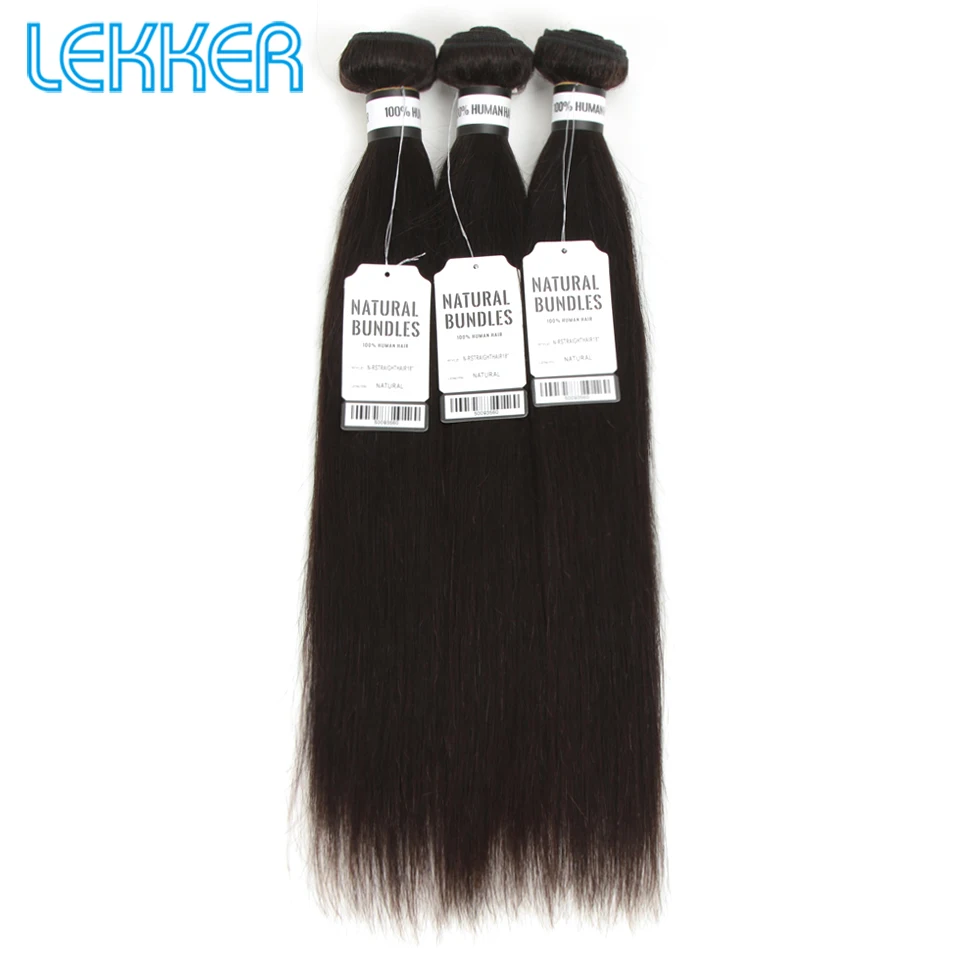 Lekker прямые волосы пучки перуанские 4 шт. натуральный цвет Remy плетение для