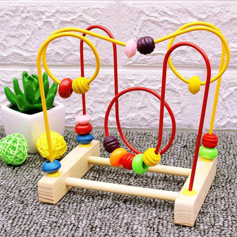 

Wooden Toys Beads Baby Children's Wooden Small Beaded Early Education Building Blocks
