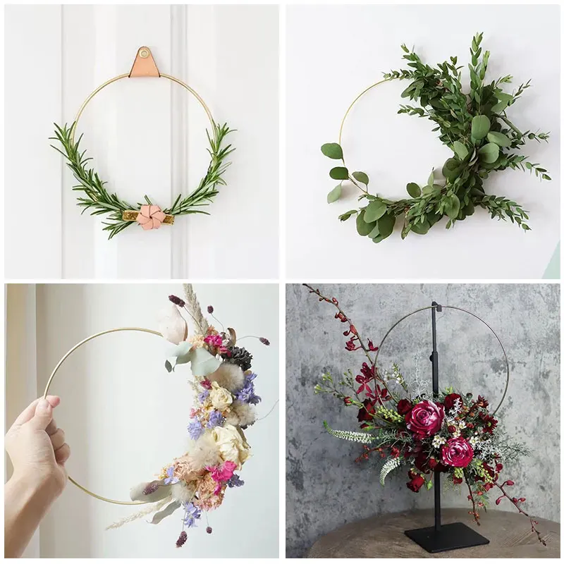 1 шт. золотые металлические кольца с цветочными мотивами покрытый светлым венок