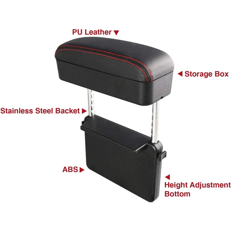 

Car Seat Refit Armrest Box Storage Box Seat Gap Storage Box Center Control Armrest Box Elbow Bracket, Black + Red Line