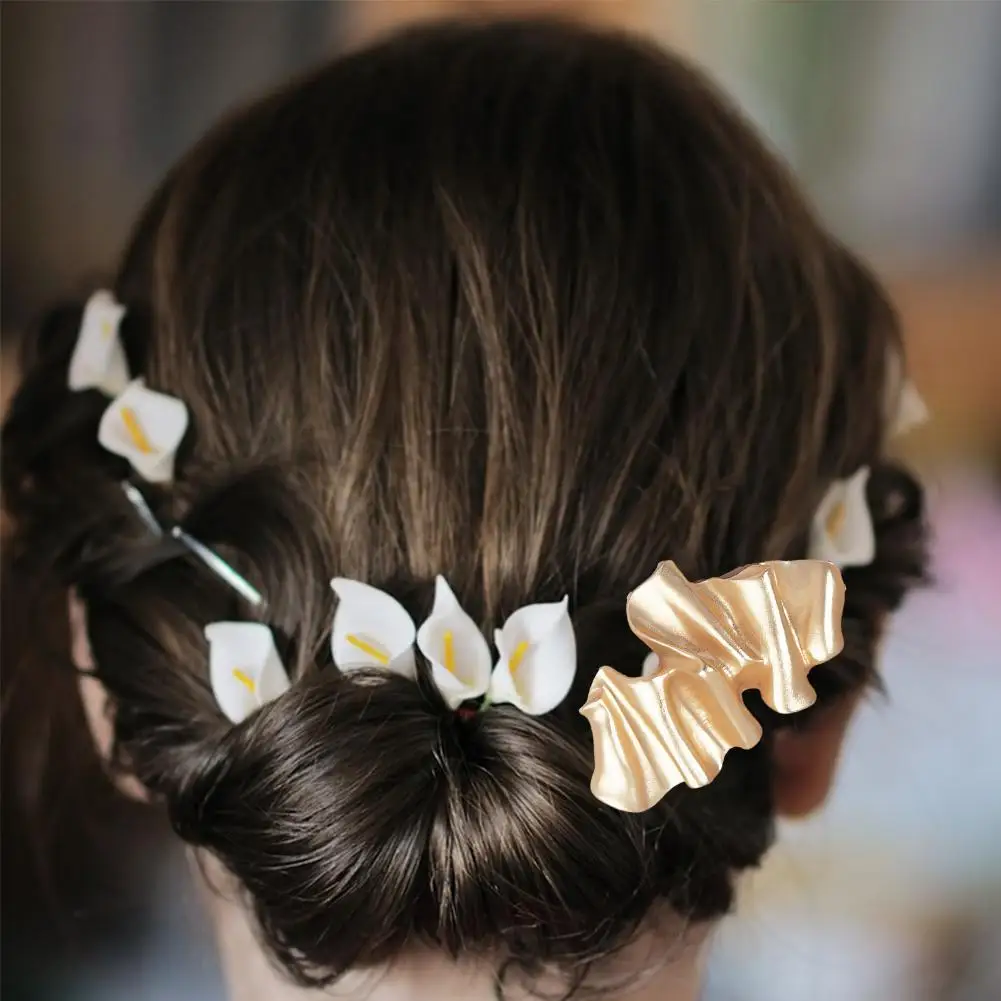 

2pcs 2021 New Metal Geometric Rectangle Golden Matte Multilayer Fold Barrette Exaggeration Hair Clip Accessories For Women Girl