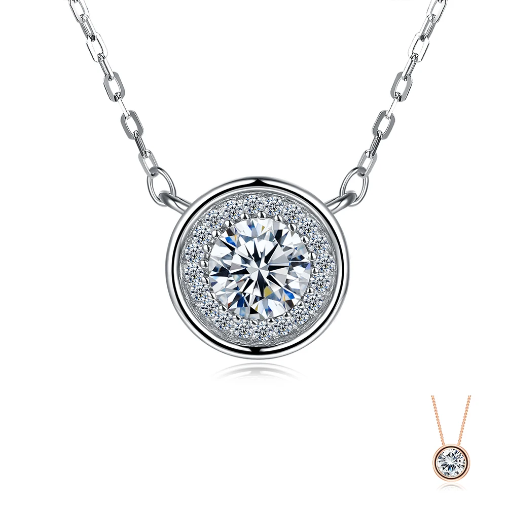 

SILVERHOO Sterling Silver 925 Necklace For Women Minimalist Round Shiny Clear Zircon Crystal Pendant Necklaces Fine Jewelry