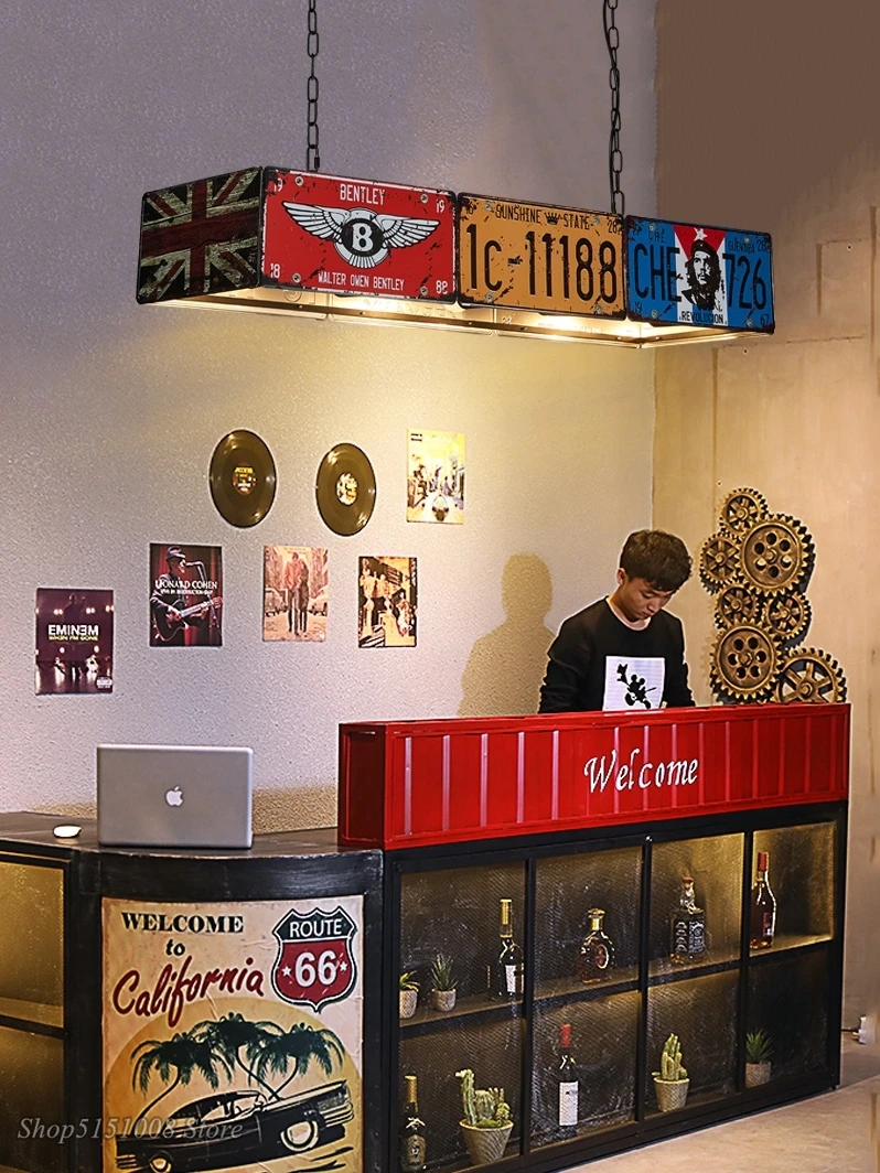 Железный подвесной светильник в стиле лофт для номерного знака винтажные