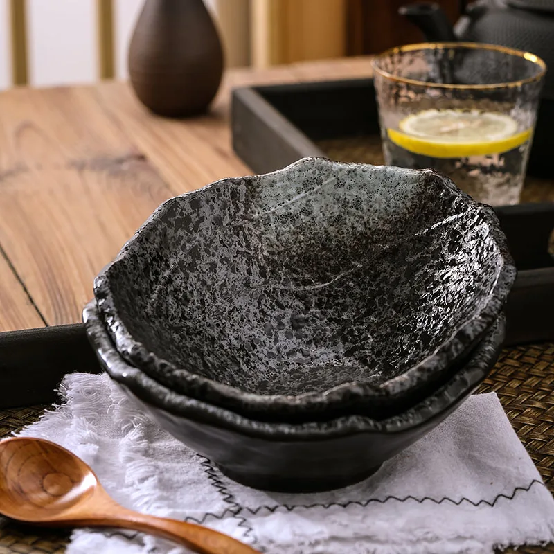 FANCITY Japanese fruit salad bowl dessert ceramic creative stone grain oblique mouth restaurant snack dish b | Дом и сад