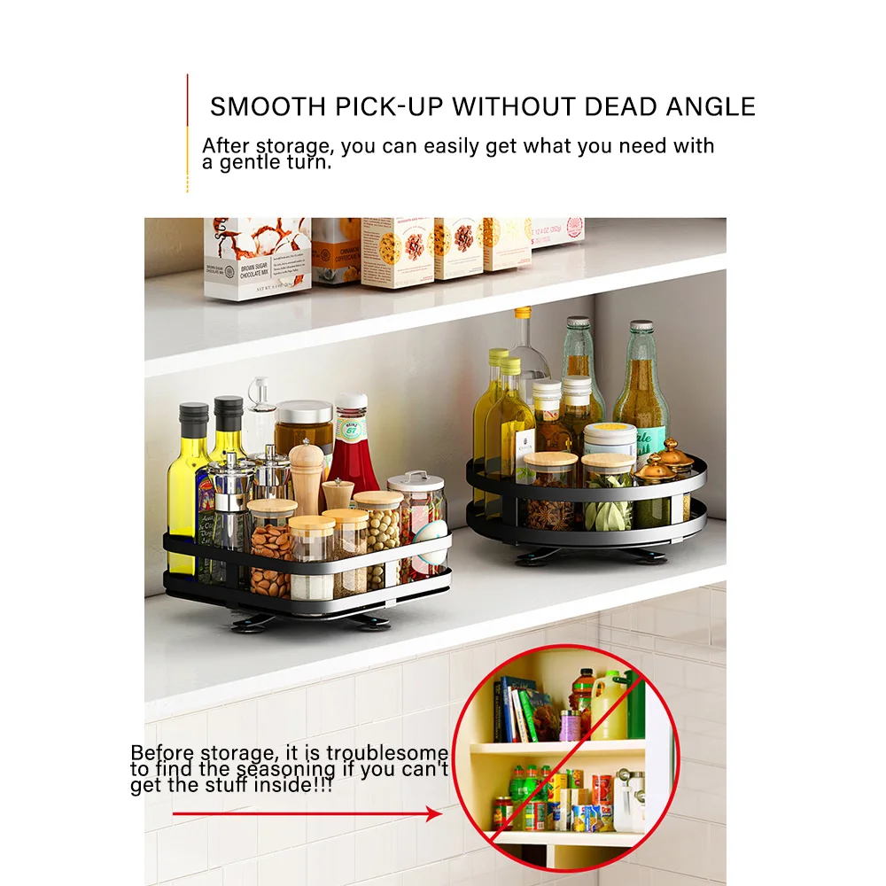 height adjustable lazy susan cabinet organizer rack layer use turntable spice rack for cabinets kitchen fridge bathroom free global shipping
