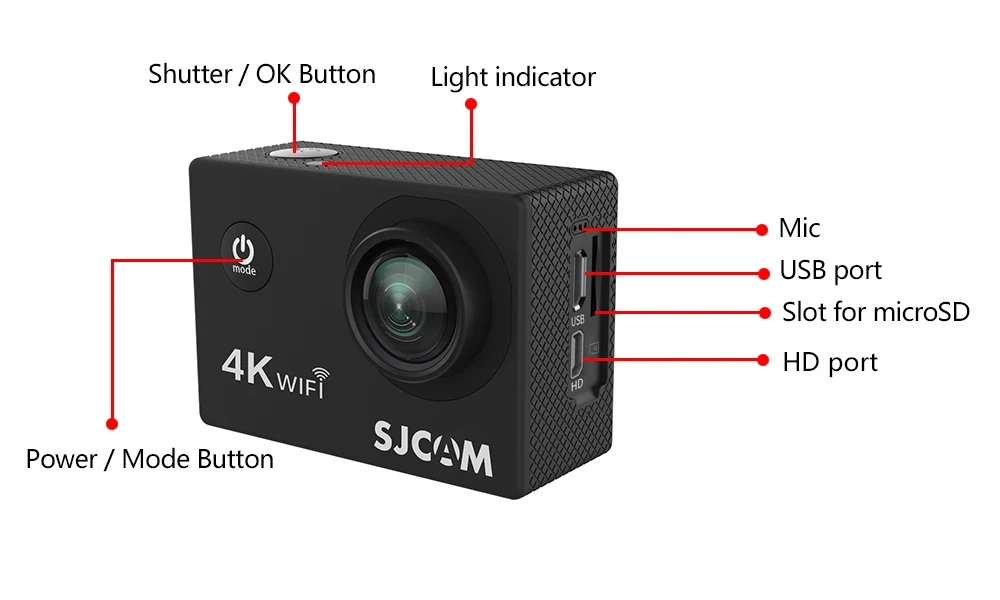 SJCAM SJ4000 AIR Действий Камеры Full HD Allwinner 4К 30FPS WIFI 2.0" Экран Мини Шлем Водонепроницаемый Спорт DV Камера, Лыжная камера, камера для дайвинга