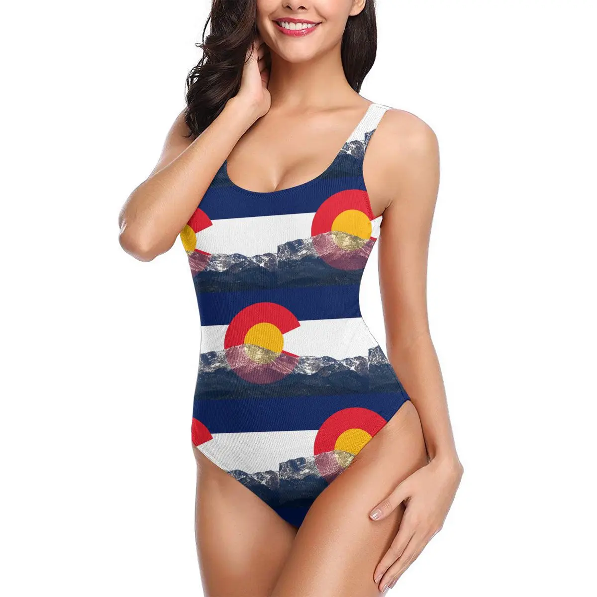 

Women 2021 sexy Bikinis Pikes Peak Colorado Flag Women Swimsuit One Piece Swimwear R333 Beach wear For Women