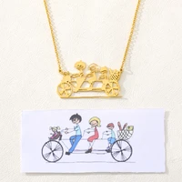 customized children drawing necklace kid child artwork personalized custom photo pendant necklace jewelry gift dropshipping
