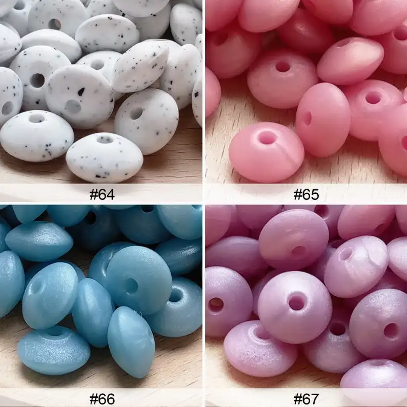 

100pcs Silicone Beads Abacus 12mm Food Grade Silicone Teething Beads Lentil Teethers BX36-67