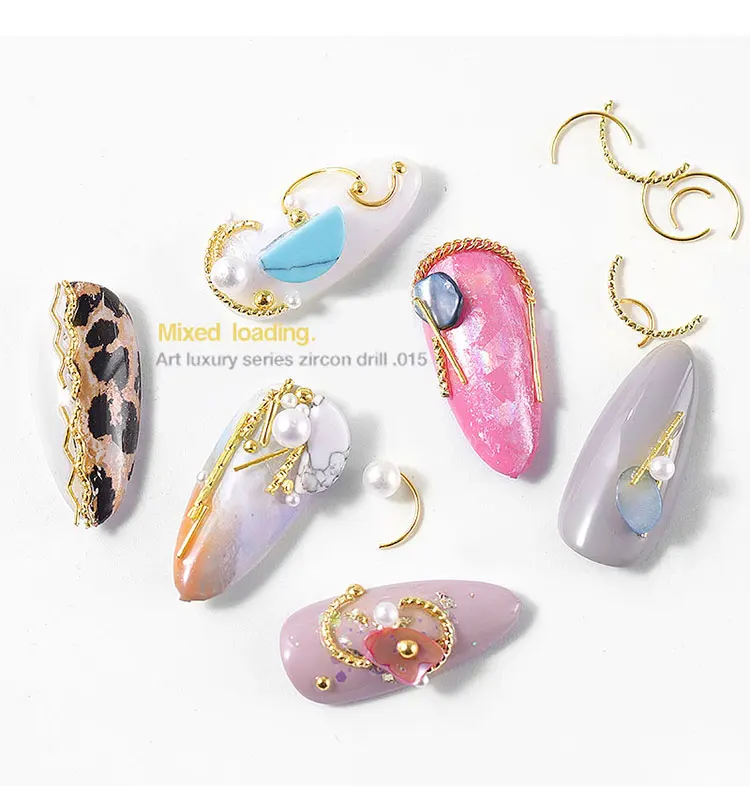 Новинка 2020 1 коробка золотистые металлические Смешанные блестки 3D жемчуг изгиб