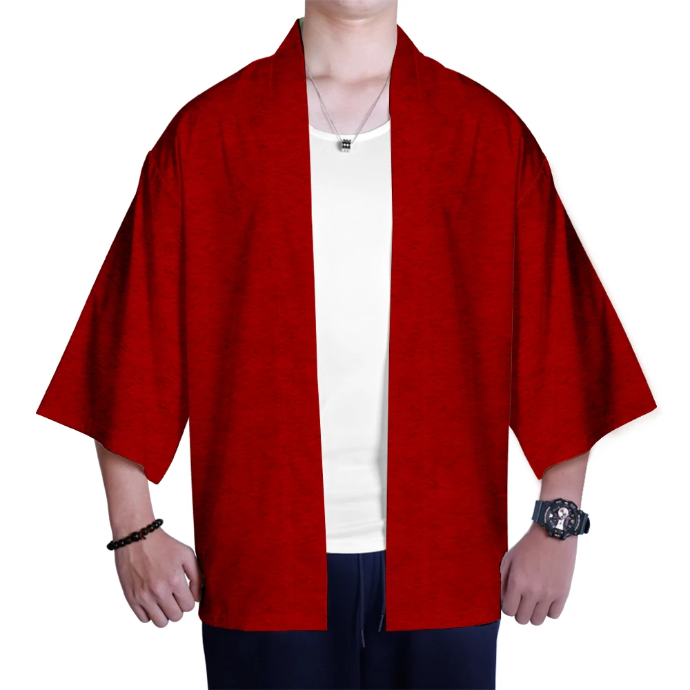 

Ghost Blade Casual 3D Kimono Fashion Japanese Kimono Pop Seven-Sleeve Cardigan Autumn Summer Dark Red Demon Slayer Jacket