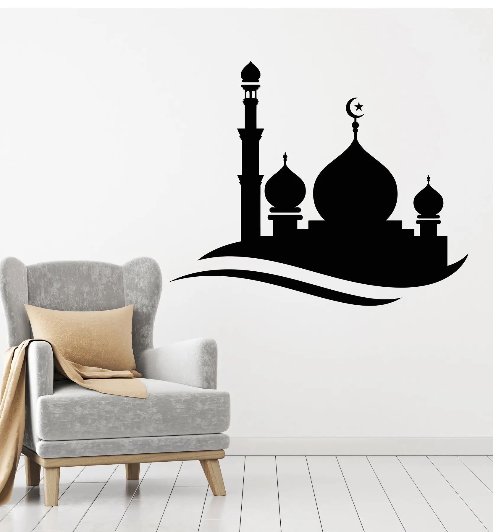 

Vinyl Wall Decal Arabian Decoration Islam Muslim Mosque Building Sticker Mural Home Living Room Bedroom Wall Decoration MSL08