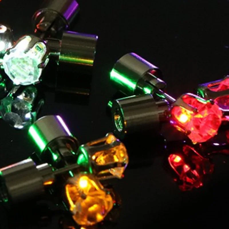 Fashion Stainless Steel Party Rave Accessories Neon Lamp Luminous LED Studs Glowing Gift Bling Earrings High Christmas 1Pair |