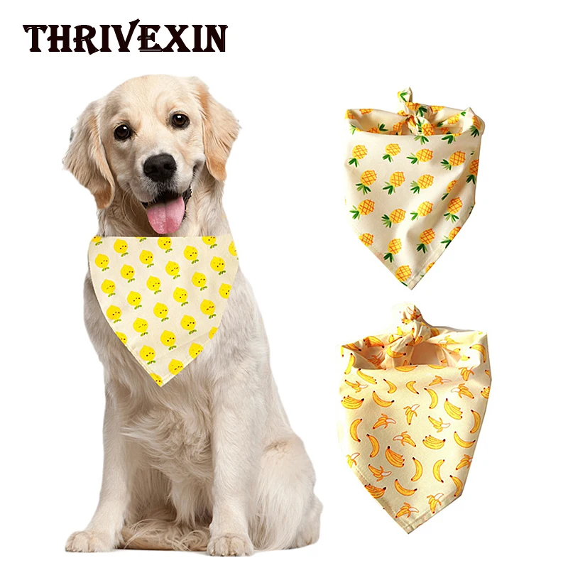 

Fruit Print Pet Dog Bandana Small Dogs Cat Scarf Adjustable Cotton Dog Puppy Bandanas Bibs Summer Pet Dog Grooming Accessories