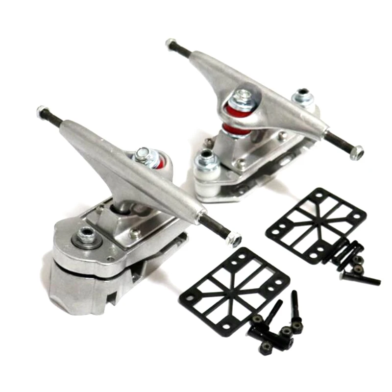 

For YOW S5 Surf Skateboard Trucks Adapter Waterbridge Strong Spring Surf Skate Trucks 6.25Inch Trucks and Gasket,Silver