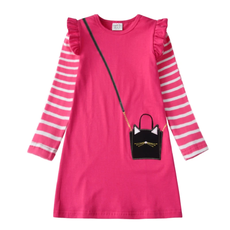 VIKITA New Kids Dresses for Girls Children Sequins Dress Long Sleeve Autumn and Winter Toddlers Cotton Vestidos | Детская одежда и