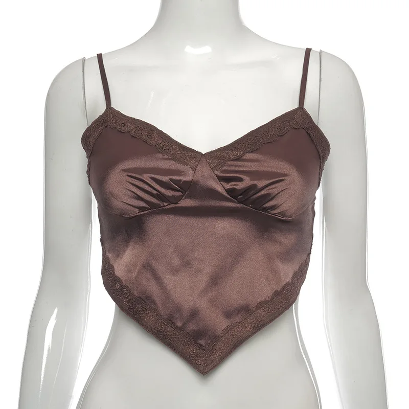 

New V-neck back strap irregular halter top T-shirt for women