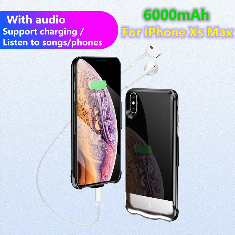 

Цифровой дисплей + передача данных 6000 мАч Расширенный телефон батарея мощность чехол для iPhone Xs Max Портативный чехол для аккумулятора Power Bank