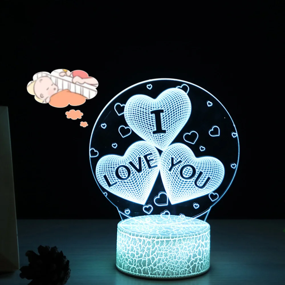 

1pc Bedside Acrylic Night Light Crack Base Creative Shape Night Lamp USB Plug with without Battery