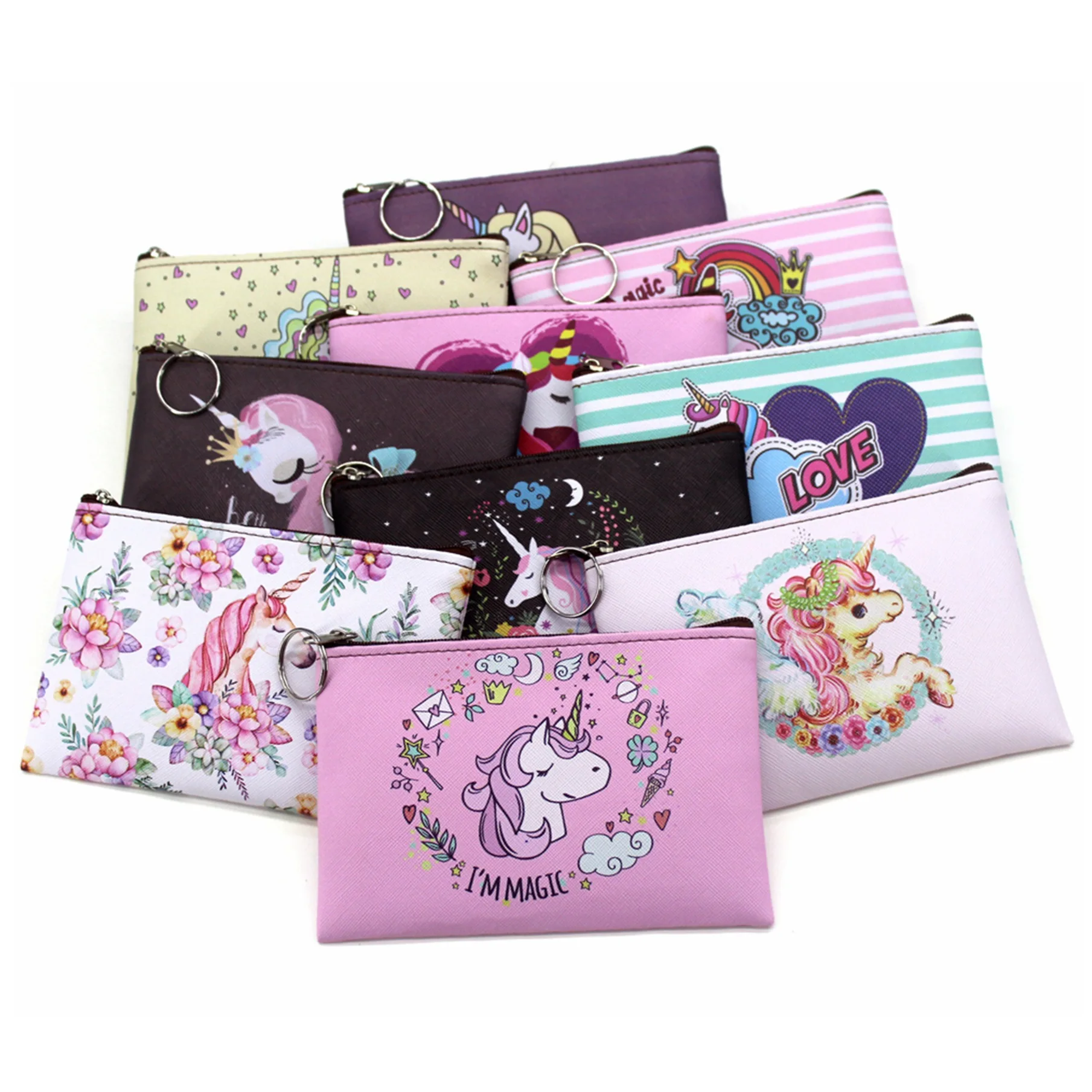 

1 Pcs Unisex Cartoon Printing Coin Purse Waterproof Small Zipper Purse Card Key Pouch Mini Square Wallet For Gift