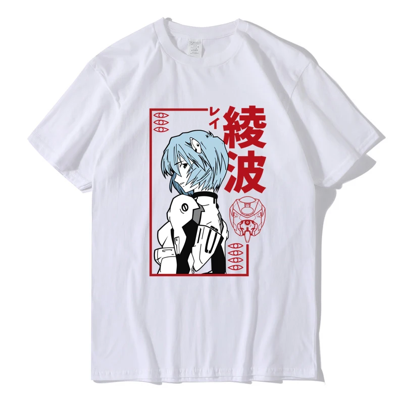 

JAPAN Anime Rei Ayanami Evangelion Funny T Shirt Men New Black Casual Short Sleeve Tshirt Homme Manga Unisex T-shirt Tees