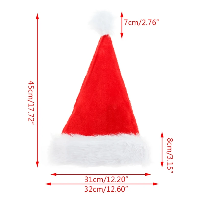 

Adult Kids Classic Long Plush Santa Hat Thicken Warm Velvet Pompom Christmas Cap Holiday New Year Festival Party Favors