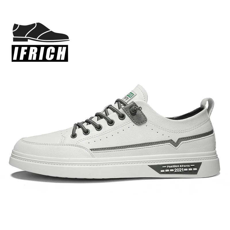 

Hot Sale Men Casual Sneakers Gray Leather Walking Shoes For Mens Brand Designer Men Young Casual Shoes Anti-Slip Casual Shoe